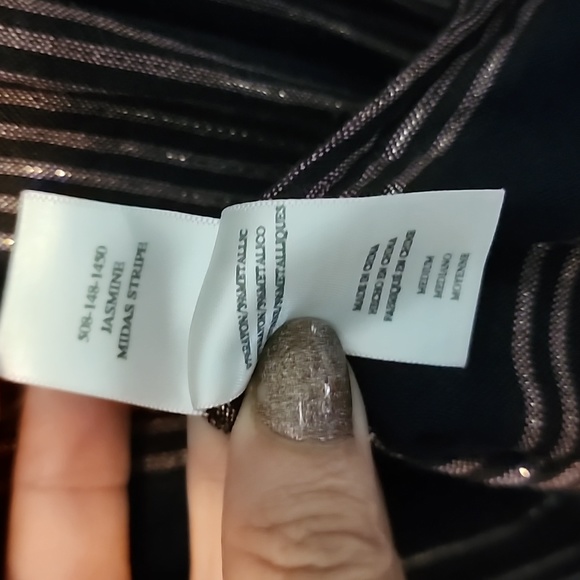 EUC Rails Midas Metallic Stripe Elastic Waist V-Neck Dress - Picture 11 of 11